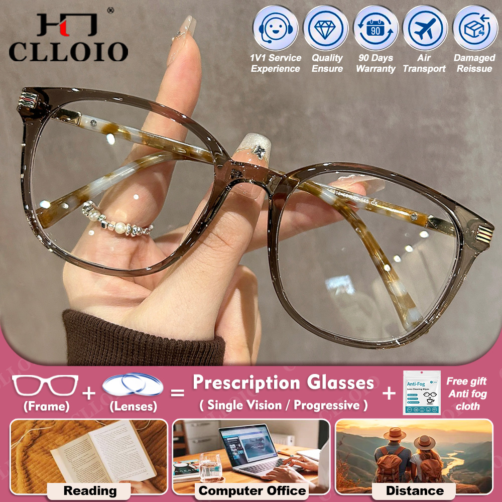Office High Tech - แว่นสายตาอ่านหนังสือทรงกลมขนาดใหญ่ CLLOIO คุณภาพสูงสำหรับผู้ชายและผู้หญิง ป้องกันแสงสีฟ้า แว่นสายตาอเนกประสงค์สำหรับใช้ในสำนักงาน