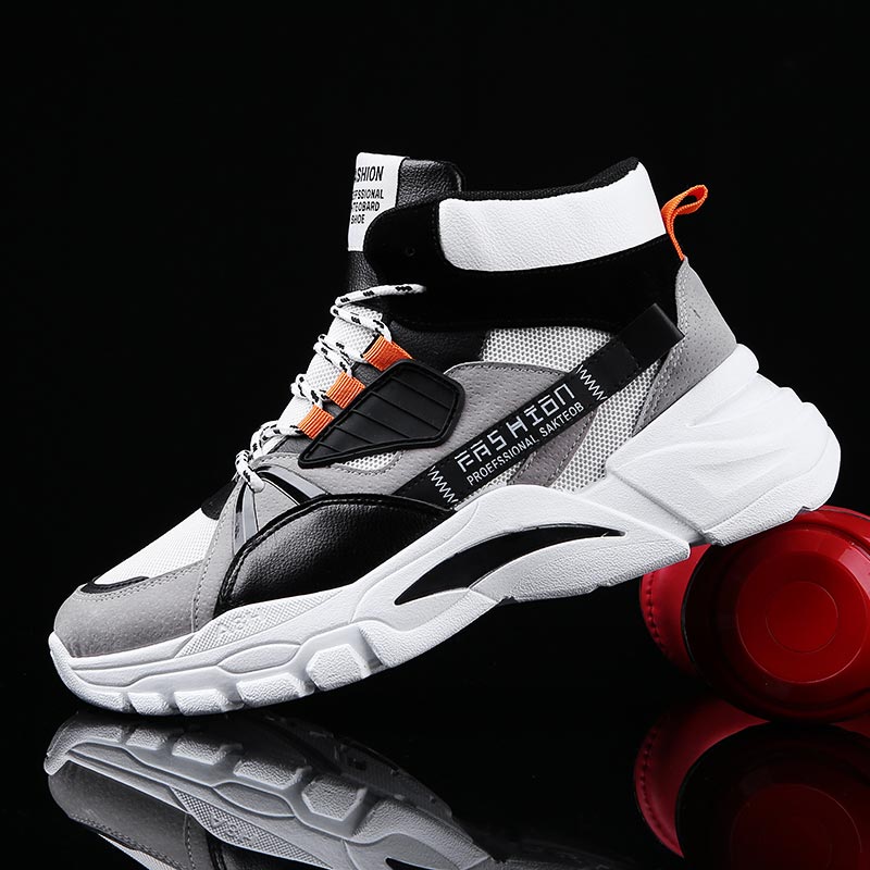 Office Tech Gifts - Hightopฤดูร้อนผู้ชายกีฬารองเท้าMan Runningรองเท้าผู้ชายกีฬารองเท้าผู้ชายTop Topรองเท้าผ้าใบบุรุษรองเท้าเทนนิสเดินสีเทาD-421