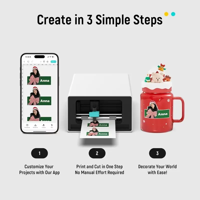 Label Printer Thermal - เครื่องทำสติกเกอร์ PixCut S1 ออลอินวัน เครื่องพิมพ์ภาพแบบระเหิดด้วยความร้อน พร้อมระบบตัดอัตโนมัติด้วย