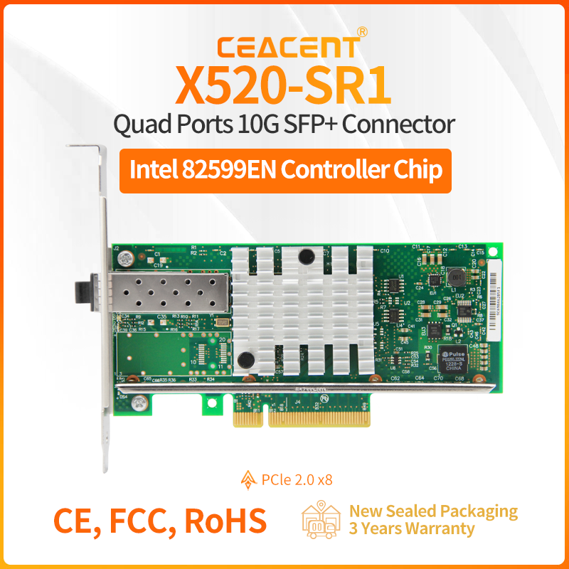 Gigabit Network Card - การ์ดเครือข่าย X520-SR1 10Gb/s พอร์ตเดียว PCIe 2.1