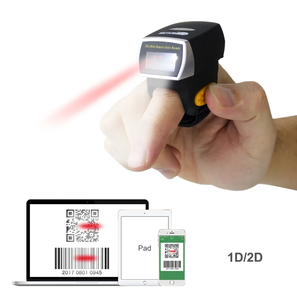 Barcode Scanner 2D - เครื่องสแกนบาร์โค้ดแบบแหวนนิ้วมือ Netum Mini รุ่นใหม่ CCD 1D