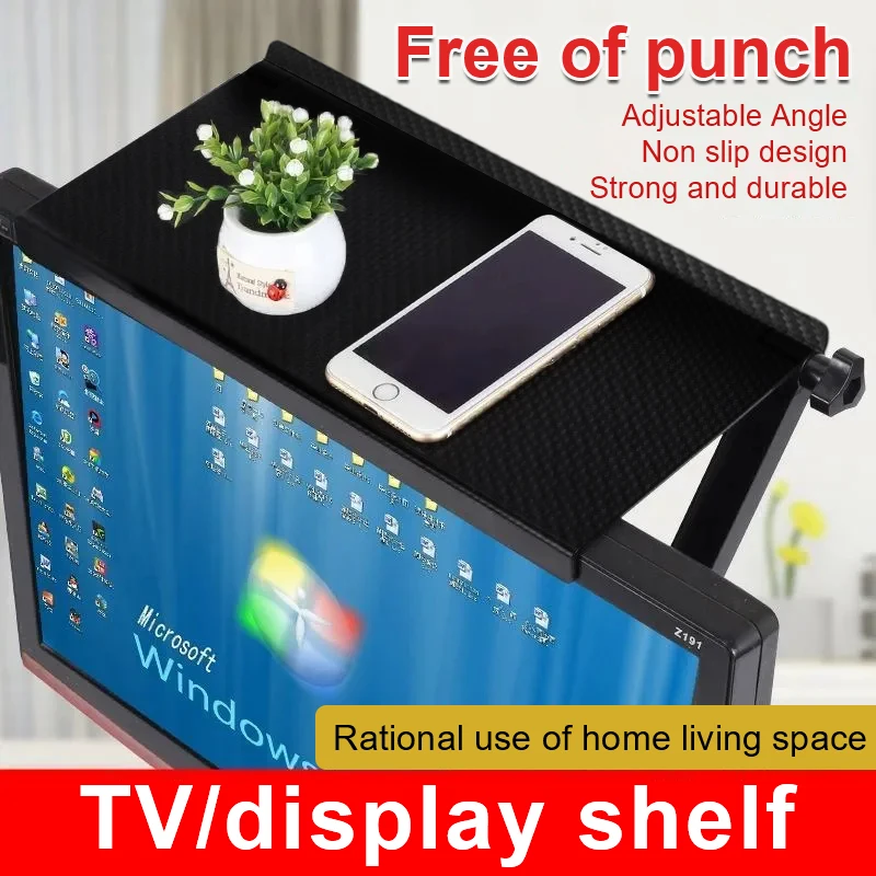 Document Holder Monitor - ชั้นวางของด้านบนหน้าจอทีวี ชั้นวางจอภาพแบบปรับได้ ชั้นวางจอคอมพิวเตอร์ ชั้นวางทีวีและเราเตอร์ ชั้นวางของอเนกประสงค์สำหรับบ้าน