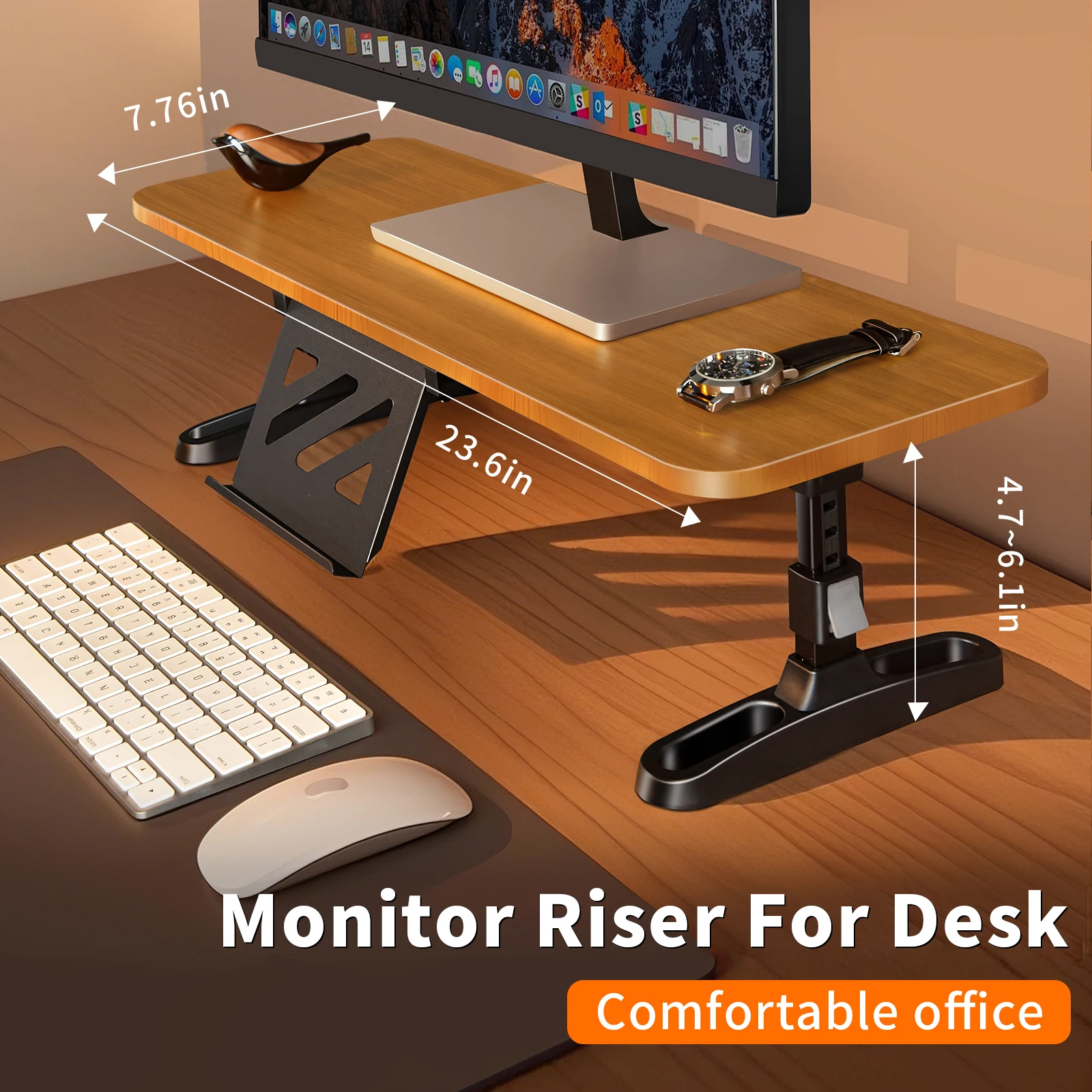Document Holder Monitor - Oatsbasf ไม้ขาตั้งจอคอมพิวเตอร์ Riser พร้อมขาตั้งสําหรับโทรศัพท์แท็บเล็ตผู้ถือความสูงปรับโต๊ะคีย์บอร์ด Storage
